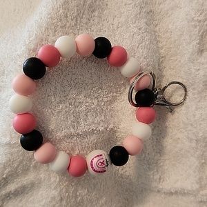 Breast Cancer Awareness Silicone bead keychain